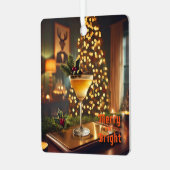 Mid Century Christmas vrolijk en heldere cocktail Metalen Ornament (Voorkant links)