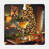 Mid Century Christmas vrolijk en heldere cocktail Metalen Ornament (Voorkant)