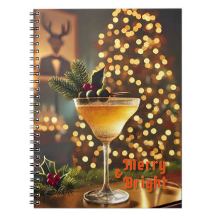 Mid Century Christmas vrolijk en heldere cocktail Notitieboek