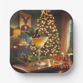 Mid Century Christmas vrolijk en heldere cocktail Papieren Bordje (Voorkant)