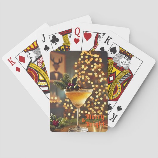Mid Century Christmas vrolijk en heldere cocktail Pokerkaarten (Achterkant)