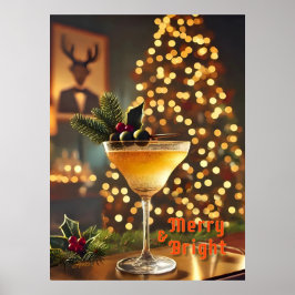 Mid Century Christmas vrolijk en heldere cocktail Poster