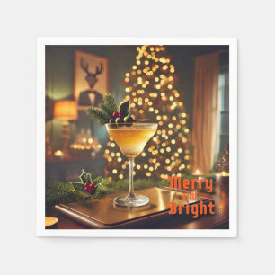 Mid Century Christmas vrolijk en heldere cocktail Servet