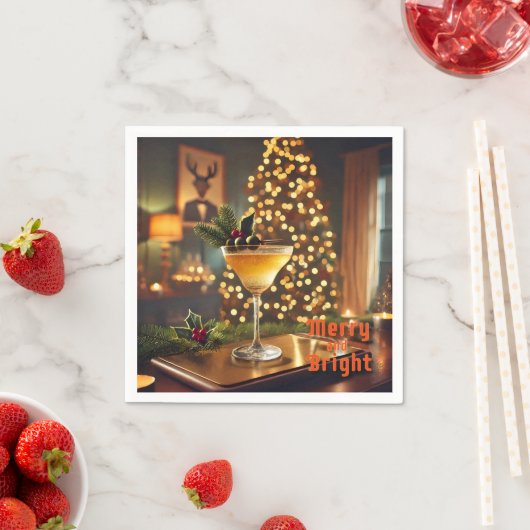 Mid Century Christmas vrolijk en heldere cocktail Servet (Insitu)