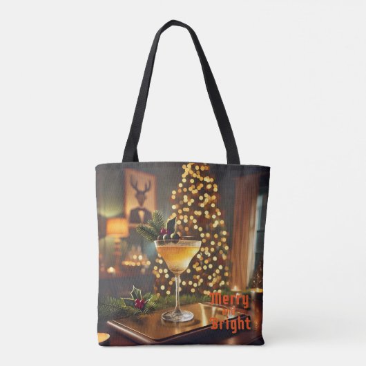 Mid Century Christmas vrolijk en heldere cocktail Tote Bag (Achterkant)