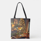 Mid Century Christmas vrolijk en heldere cocktail Tote Bag (Achterkant)