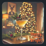 Mid Century Christmas vrolijk en heldere cocktail Vierkante Sticker<br><div class="desc">Welkom in mijn fantasiewereld van de Mid Century! Design in deze winkel zijn geboren uit het opgroeien in een Mid Century-huis,  compleet met Martini-liefhebbende ouders. Doorbreek de cocktails. Feit en fantasie worden samengevoegd in Mid Century Modern,  Jazz,  Retro Futuristic,  Atomic en Space Age Design.</div>