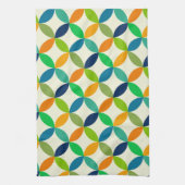 Mid Century Circles Groen Blauw Sinaasappel Theedoek (Verticaal)