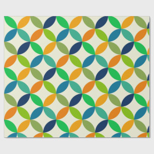 Mid Century Circles in blauw, groen en Sinaasappel Cadeaupapier