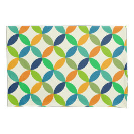 Mid Century Circles in blauw, groen en Sinaasappel Kussensloop