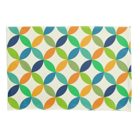 Mid Century Circles in blauw, groen en Sinaasappel Kussensloop (Voorkant)