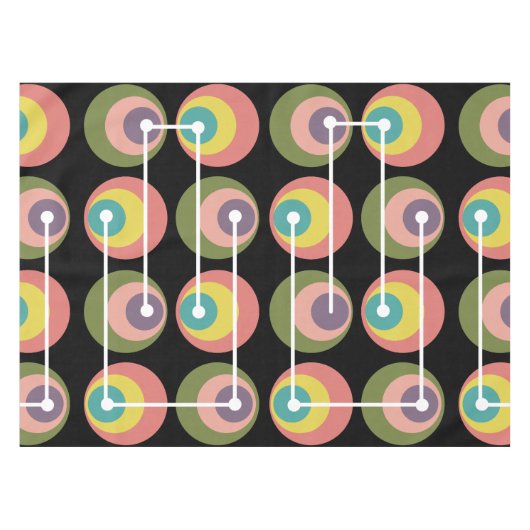 Mid Century Circles Multicolored Tafelkleed (Voorkant (Horizontaal))