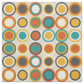 Mid Century Circles Pattern Sinaasappel Bruin Blau Stof (Swatch)