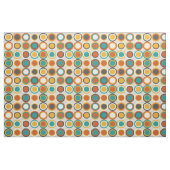 Mid Century Circles Pattern Sinaasappel Bruin Blau Stof (Fat Quarter)