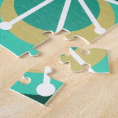 Mid Century Circles Starburgs Blauwgroen Legpuzzel (Zijkant)