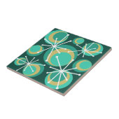 Mid Century Circles Starburgs Blauwgroen Tegeltje (Zijkant)