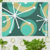 Mid Century Circles Starburgs Blauwgroen Theedoek (Gevouwen)