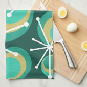 Mid Century Circles Starburgs Blauwgroen Theedoek (Quarter Fold)