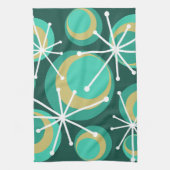 Mid Century Circles Starburgs Blauwgroen Theedoek (Verticaal)