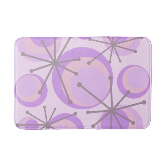 Mid Century Circles Starbursts Lavender Badmat (Voorkant)
