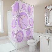 Mid Century Circles Starbursts Lavender Douchegordijn (In situ)