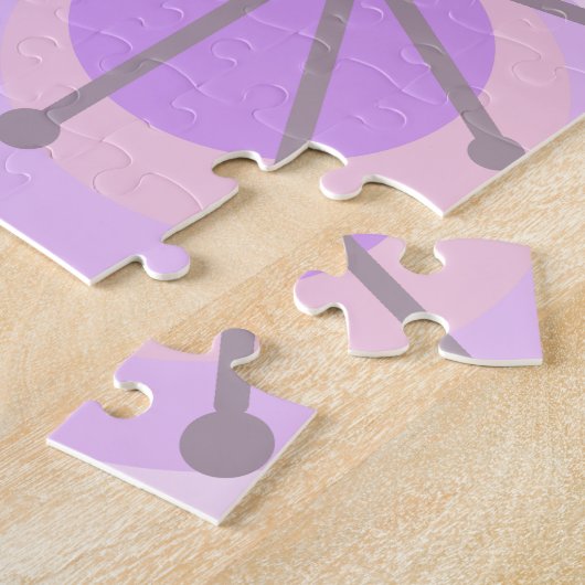 Mid Century Circles Starbursts Lavender Legpuzzel (Zijkant)