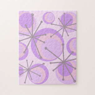 Mid Century Circles Starbursts Lavender Legpuzzel