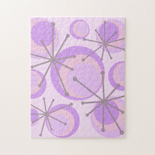 Mid Century Circles Starbursts Lavender Legpuzzel (Verticaal)