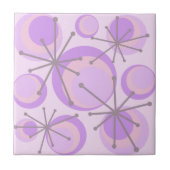 Mid Century Circles Starbursts Lavender Tegeltje (Voorkant)