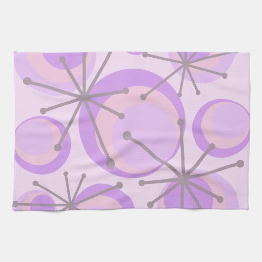 Mid Century Circles Starbursts Lavender Theedoek (Horizontaal)