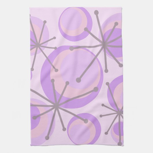 Mid Century Circles Starbursts Lavender Theedoek (Verticaal)
