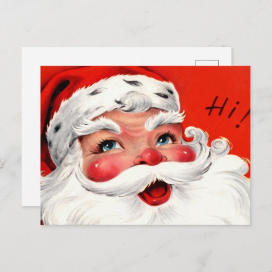 Mid-Century Close-Up Santa Feestdagenkaart (Voorkant / Achterkant)