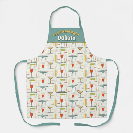 Mid-Century Cocktail Hour Mixologist Schort (Voorkant)