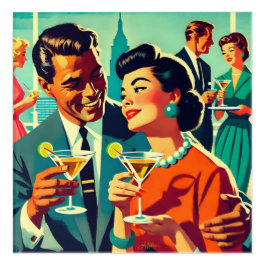 Mid Century Cocktail Party Couples - Mi Amor Acryl Muurkunst