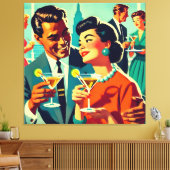 Mid Century Cocktail Party Couples - Mi Amor Canvas Afdruk (Insitu (Woonkamer))