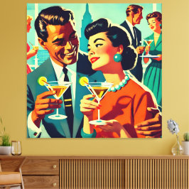 Mid Century Cocktail Party Couples - Mi Amor Canvas Afdruk