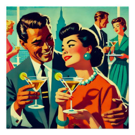 Mid Century Cocktail Party Couples - Mi Amor Perfect Poster