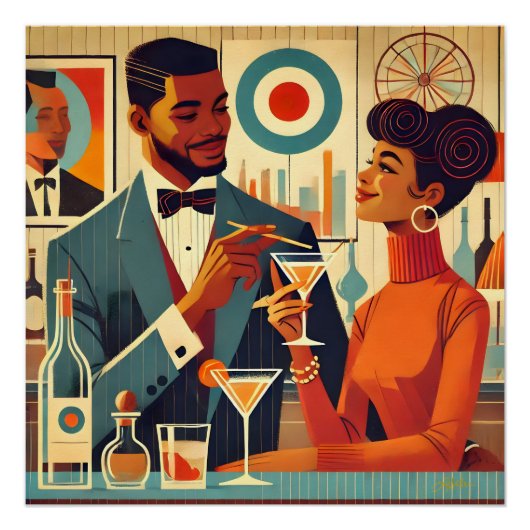 Mid Century Cocktail Party Couples - Soirée Hosts Perfect Poster (Voorkant)