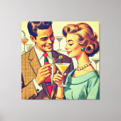 Mid Century Cocktail Party Couples - Temptation Canvas Afdruk (Voorkant)
