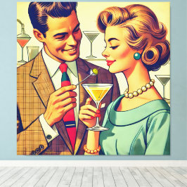 Mid Century Cocktail Party Couples - Temptation Canvas Afdruk