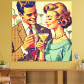 Mid Century Cocktail Party Couples - Temptation Canvas Afdruk (Insitu (Woonkamer))