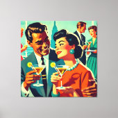 Mid Century Cocktailparty Koppels - Mi Amor Canvas Afdruk (Voorkant)