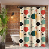 Mid century colorful geometric pattern douchegordijn