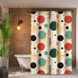 Mid century colorful geometric pattern douchegordijn