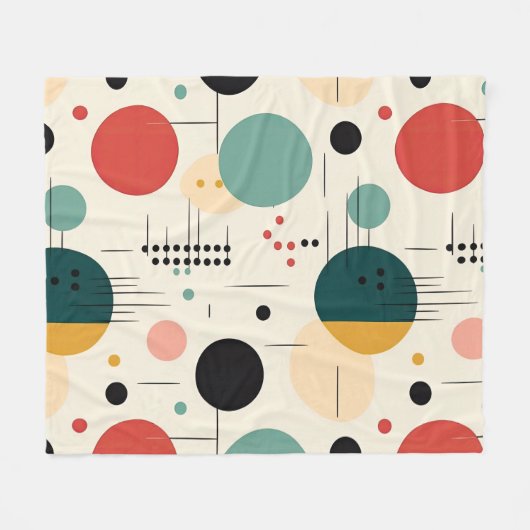 Mid century colorful geometric pattern fleece deken (Voorkant (Horizontaal))