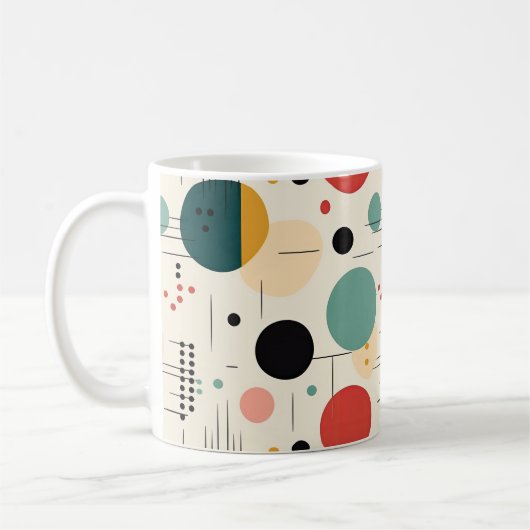 Mid century colorful geometric pattern koffiemok (Links)
