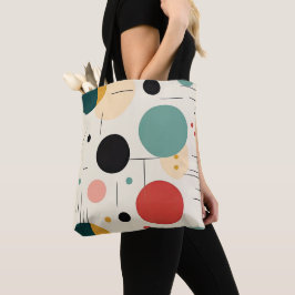 Mid century colorful geometric pattern tote bag