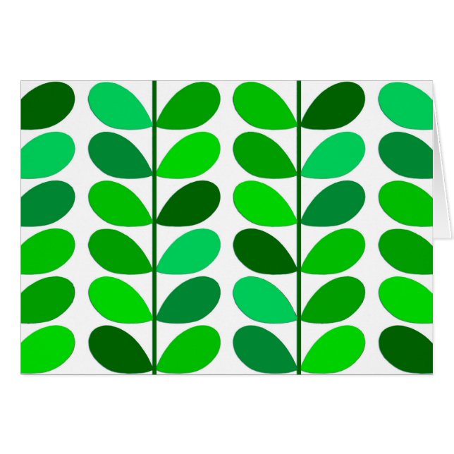 Mid Century Danish Leaves, Emerald and Lime Green (Voorkant Horizontaal)