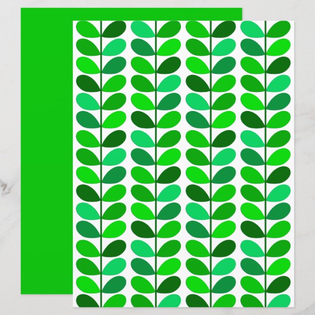 Mid Century Danish Leaves, Emerald and Lime Green (Voorkant / Achterkant)