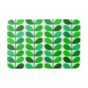 Mid Century Danish Leaves, Emerald and Lime Green Badmat